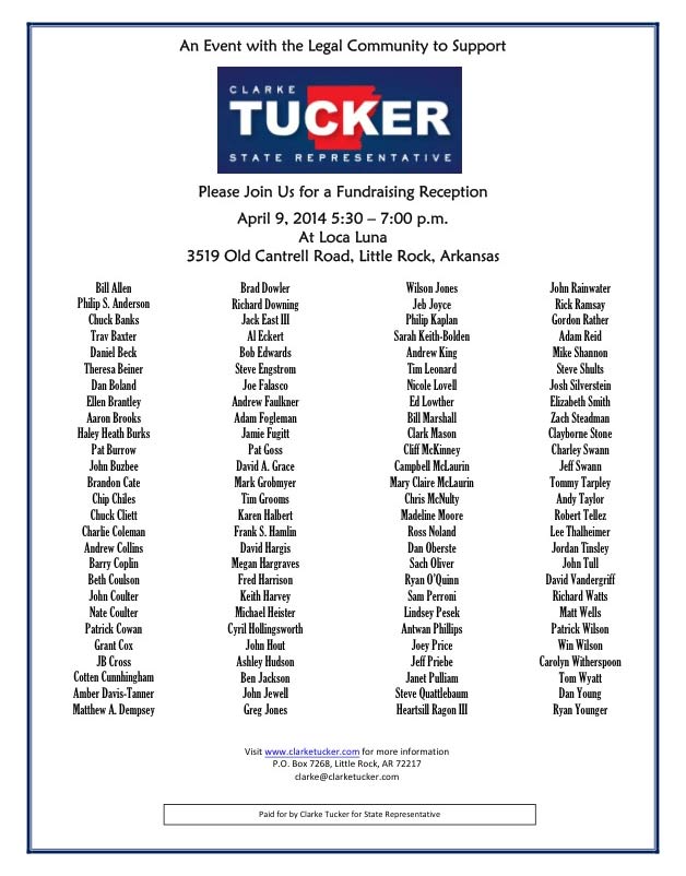 An Event With the Legal Community - Fundraising Reception to Support Clarke Tucker