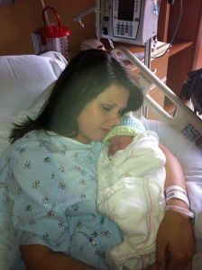 Mother Sara Scott holding newborn Jack Scott